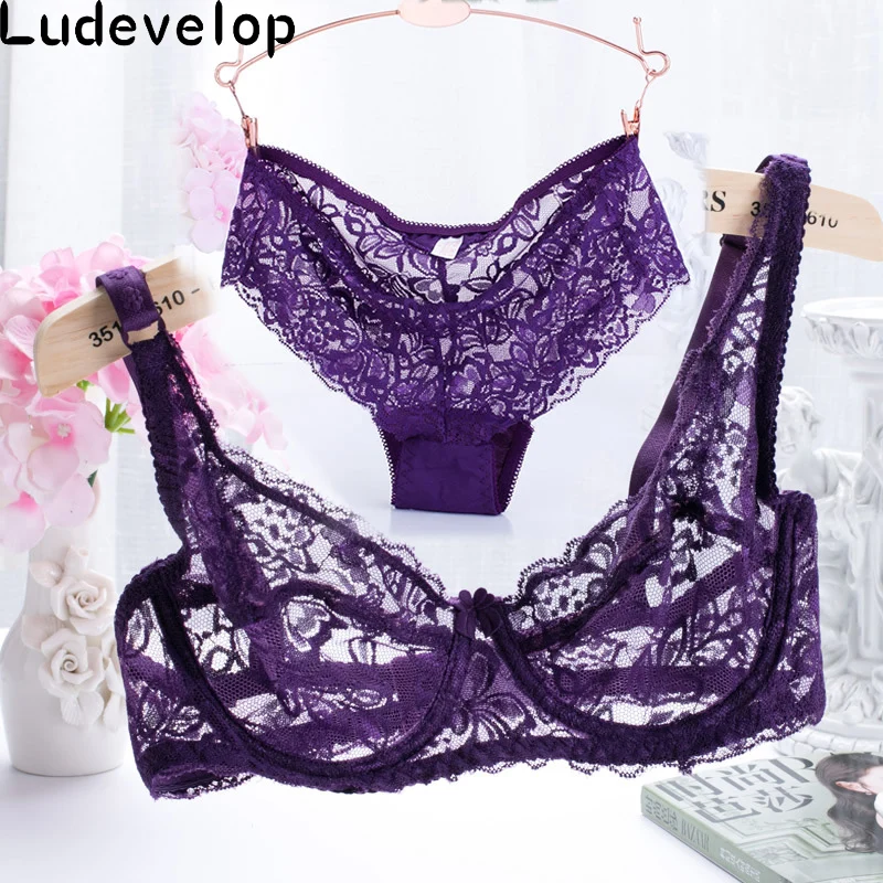 32-40 ABC Cup Intimates Hollow out Lace Bra And Briefs France Sexy Women Ultra-thin Underwear Bra Set Sexy Lingerie Bra Up Sofe sexy underwear sets