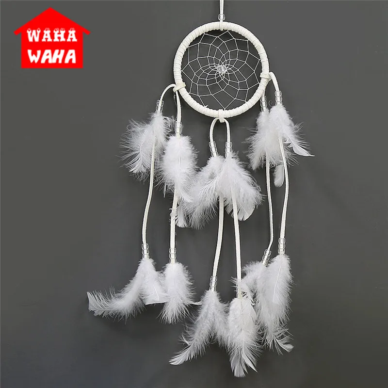 Горячая Распродажа чистый белый Ловец снов с фумигированным пером украшение для