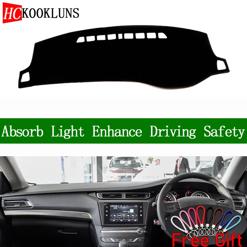 For Peugeot 408 2014 2015 2016 2017 2018 2019 Right Hand Drive Dashboard Cover Car Stickers Dash Mat Carpet Interior Accessories |