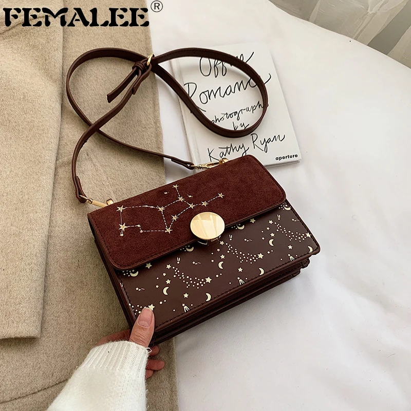

Scrub Matte Leather Crossbody Bags For Women Chain Shoulder Messenger Bag Lady Twelve Constellation Round Lock Cross Body Purses