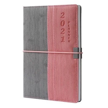 

2020 New 2021 Jan-Dec English Language Agenda Notebook A5 Leather Calendar Daily Planner