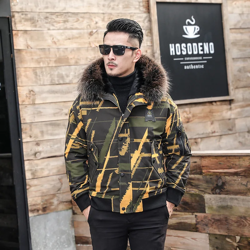 

Elegant Quality Send Overcome Winter Short Fund Wool Raccoon Mao Ni Serve Men's Wear Leather And Fur Loose Coat Two-tone 19013