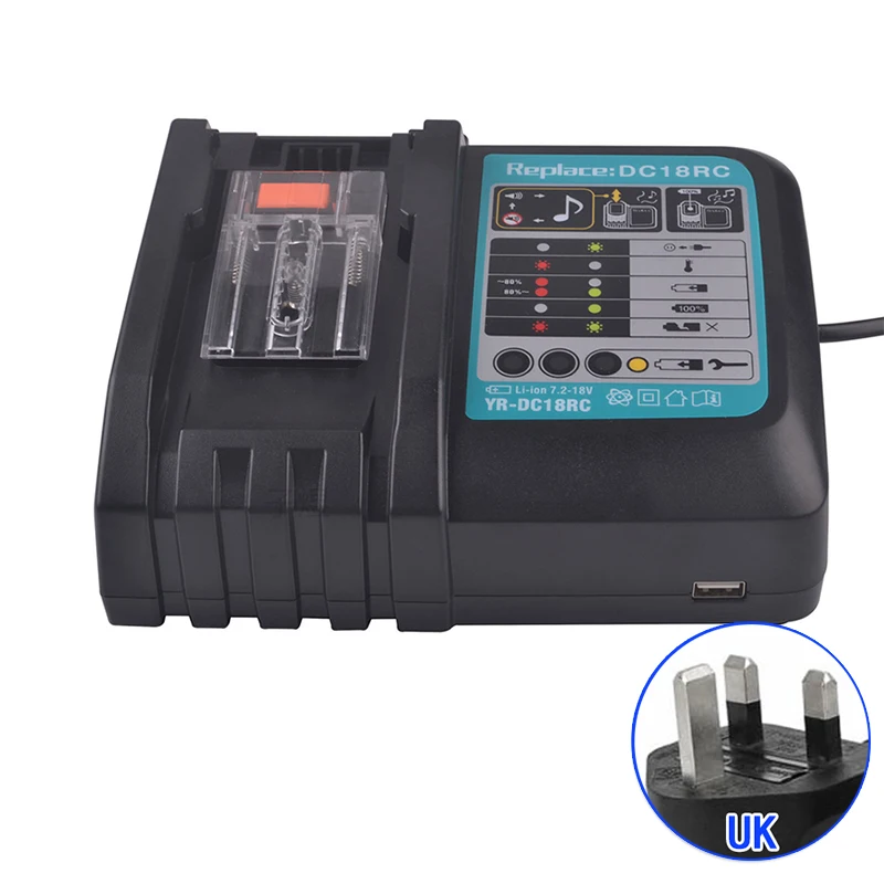 

1pc Charger For Makita BL1830 BL1430 BL1850 BL1860 7.2-18V 3A No Screen EU/UK/US 220*160*100mm High Quality
