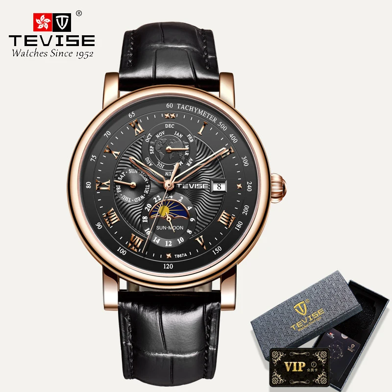 2021 New TEVISE WristWatch Men Business Automatic Mechanical Watch Fashion Luxury Tourbillon Sport Men Watches Relogio Masculino 