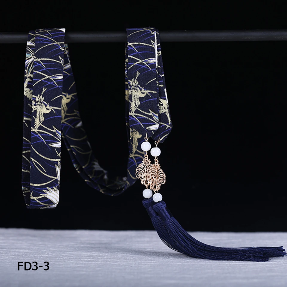 FD3-3L Китайский древний стиль, вышивка, Hanfu, повязка для волос, косплей, бронзовая, вишневый цвет, кисточка, лента для волос, костюм, аксессуары для волос - Цвет: FD3-3L