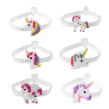 

50pcs Unicorn Party Rubber Bangle Bracelet Key chains Unicorn Kids Gifts Baby Shower birthday party decor Unicorn wristband