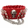 Fashion Gothic Punk Skull Metal bullet Leather Bracelet Men Bracelets & Bangles Male Arm Jewelry Red and black 2022 Accessor 3