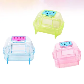

3 pcs Small Pet Bathroom Plastic Transparent Portable Hamster Bath Tub for Chinchilla Gerbil