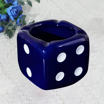 

1PC Creative Ceramic Ashtray Unique Dice Shaped Cigarette Ashtray Adorable Ash Tray Desktop Adornment for Home Office (White)