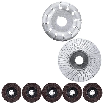 

2 Pieces Angle Grinder Disc Carving Abrasive Disc 12 Teeth Wood Polishing Shaping Disc with Sanding Wheel Flap Discs