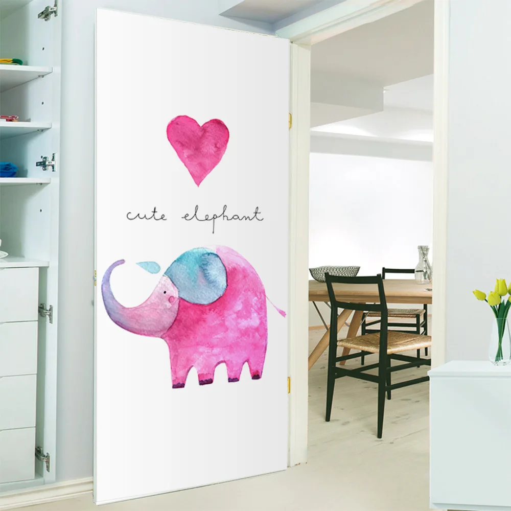 Скандинавском стиле, животные, единорог, наклейка на дверь, домашний декор, для гостиной, наклейка на стену для детской спальни, s, обои на дверь холодильника - Цвет: Прозрачный