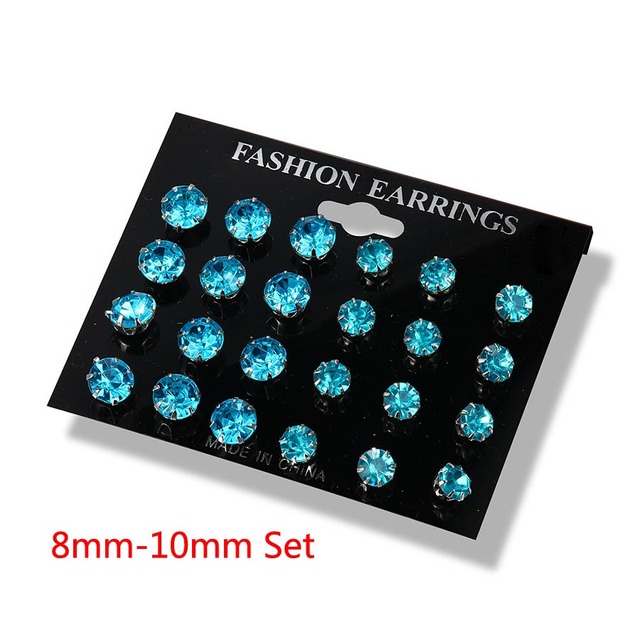 12 Pair/Pack White Shiny Wedding Stud Earrings Set For Women Men Crystal Jewelry Accessories Oorbellen Jewelry Earrings