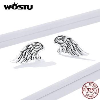 

WOSTU Vintage Wings Stud Earrings 100% 925 Sterling Silver Retro Small Earrings For Women Girls Party Silver 925 Jewelry FNE343