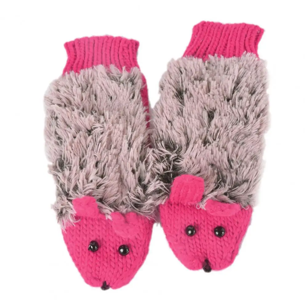 1 Pair Kids Gloves Thicken Kids Warm Full Finger Cartoon Hedgehog Girls Gloves Girls for Outdoor