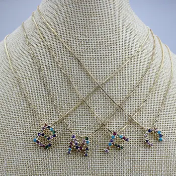 

16inch 10str/lot New design CZ 26 letters A to Z necklace,fashion micro pave CZ charm necklace, initial pendant necklace