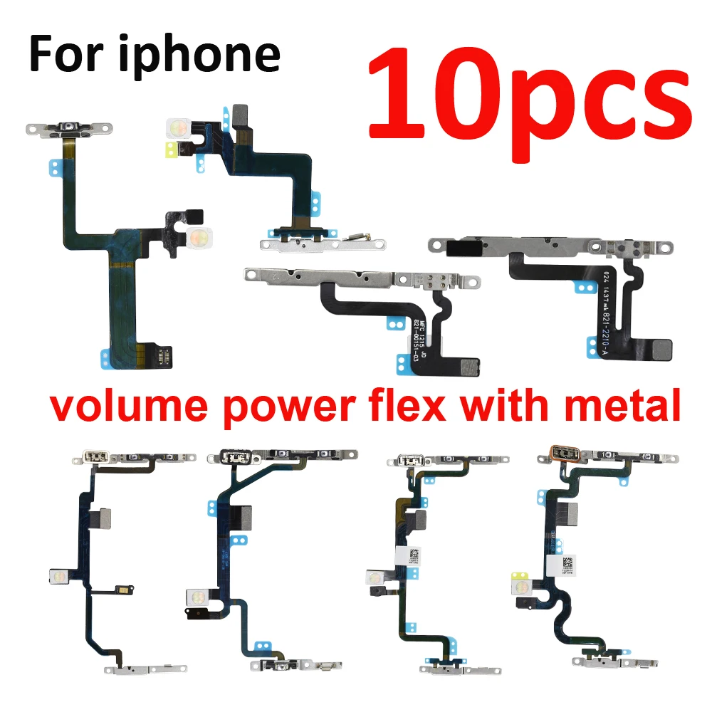 10 шт./лот гибкий шнур питания с металлическим держателем для iPhone 5 5S 6 6S 7 8 Plus X