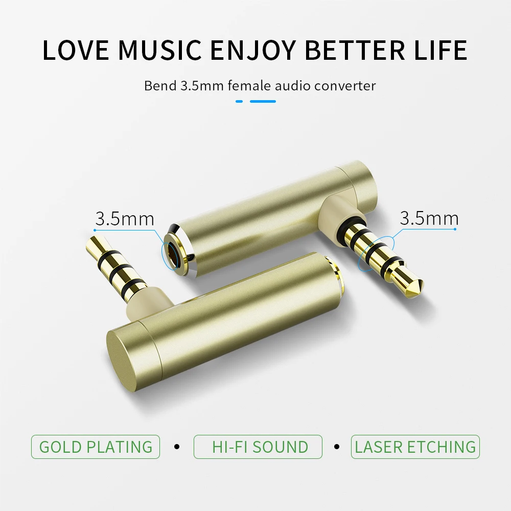 3 5mm L Shape Audio Adapter 3 5 Jack Male To Female 90 Degree Audio Converter Adapter for Aux Speaker Cable Headphone Car Jack
