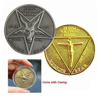 

Lucifer Morning Star Satanic Pentecostal Coin Specie Cosplay Unisex Halloween Pentecostal Accessories Satanic Badge