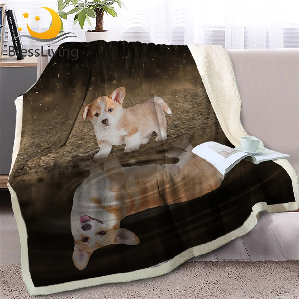 Детское одеяло blesslife Corgi Sherpa покрывало на кровать с отражающим животным 3D
