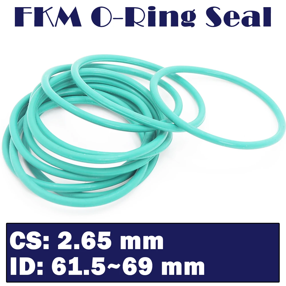 

CS2.65mm FKM Rubber Ring ID 61.5/63/65/67/68/69*2.65 mm 20PCS O-Ring Fluorine Gasket Oil seal Green ORing
