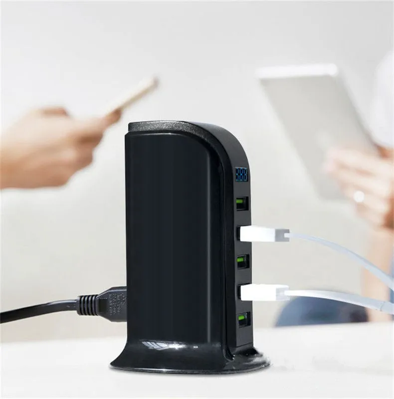 5 usb портов мульти телефон зарядное устройство светодиодный дисплей многофункциональная usb зарядная станция Универсальный мобильный телефон стол настенный дом США ЕС вилка