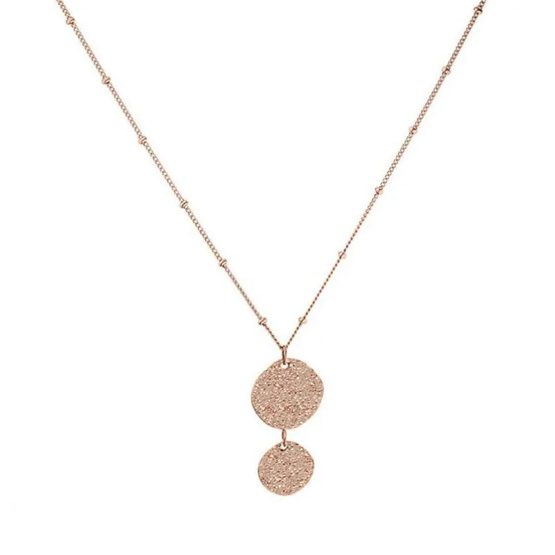 Mavis Hare Stainless Steel Sparkling Malihini Coin Necklace No rules round Sparkler Plate Pendant with Ball Bead Chain