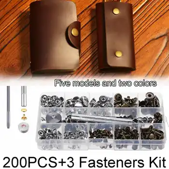 

203 Pcs High Purity Copper Professional Fastener Snaps Kit Marine Grade Stud Cap Metal Single Rivet DIY Sewing and Crafting Tool