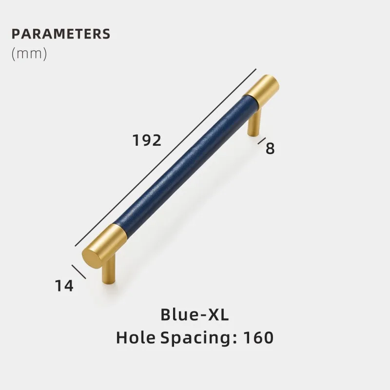Dooroom латунные мебельные ручки натуральная кожа скандинавские простые Тянет Шкаф Комод Обувной Ящик винный бар ручка шкафа - Цвет: L3093-Blue-XL