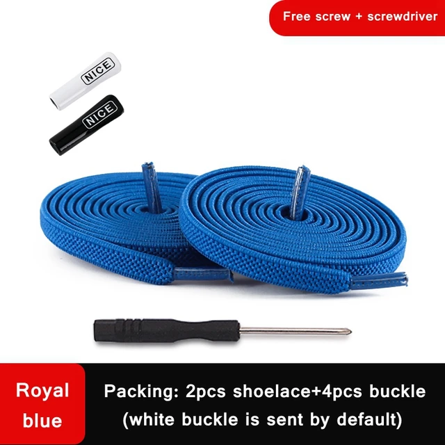 1 Pair No Tie Shoelace Elastic Shoelaces Leisure Sneakers Quick Flat Shoelaces Lazy Shoe Laces Nice Buckle Kids and Adult Unisex Royal blue