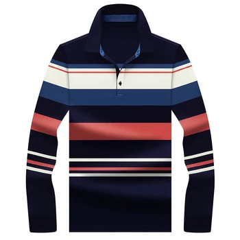 

2020 new 100% cotton business Striped Polos Men's brand High Quality Embroidery Polo Shirt men's Long sleeve polo shirt