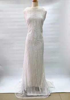 

NEW High Quality 2020 Tulle sequins Beaded French Nigerian Lace Fabrics Pearls Embroidered Guipure African 3d Lace Fabric gold