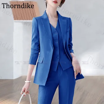 

Thorndike Fashion 2 Piece Set Contrast Formal Pant Suit Blazer Office Lady Suit Custom Made Peaked Lapel Nomal Women's Suits