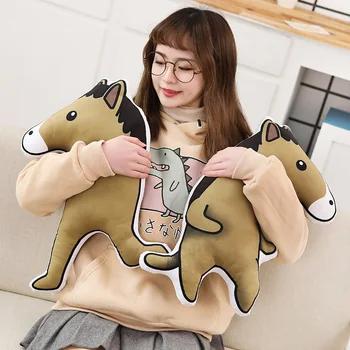 

Candice guo plush toy stuffed doll cartoon animal horse funny office rest pillow cushion Christmas present kid birthday gift 1pc