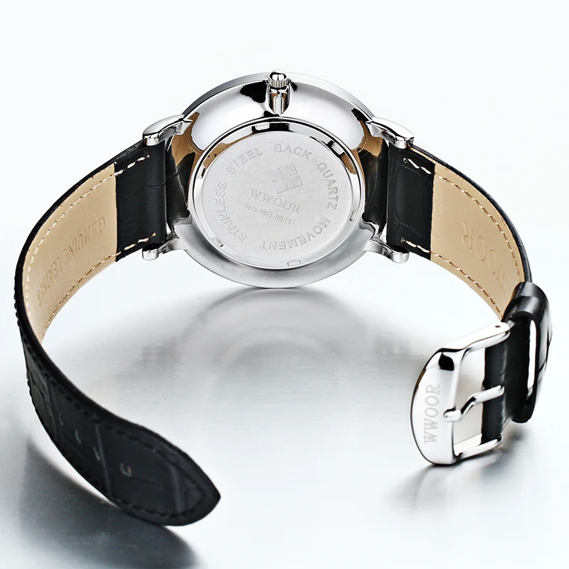 WWOOR 2022 Men Watch Top Brand Classic Luxury Leather Band Quartz Minimalist Sports Fashion Waterproof Wristwatches Reloj Hombre 5
