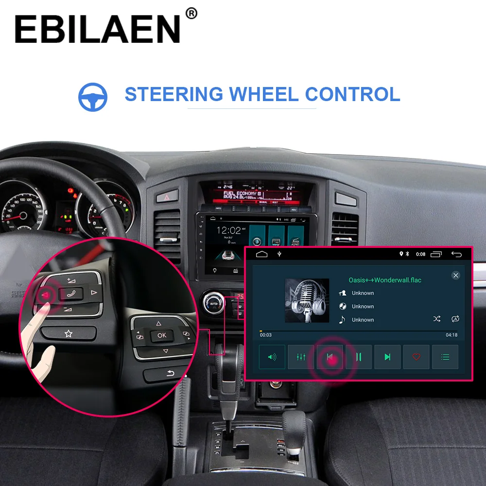  EBILAEN Car Cassette DVD Multimedia player For Mitsubishi PAJERO 4 2din Android 9 Radio GPS Navigat