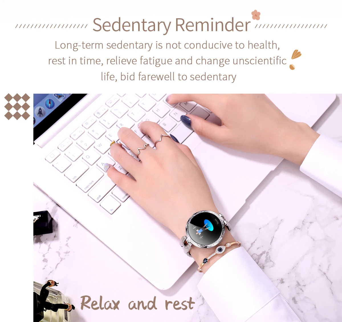 696 AK15 Woman's Smart Bracelet Heart rate Blood pressure Sleep Quality detection Pedometer IP67 Waterproof fashion Smart Watch