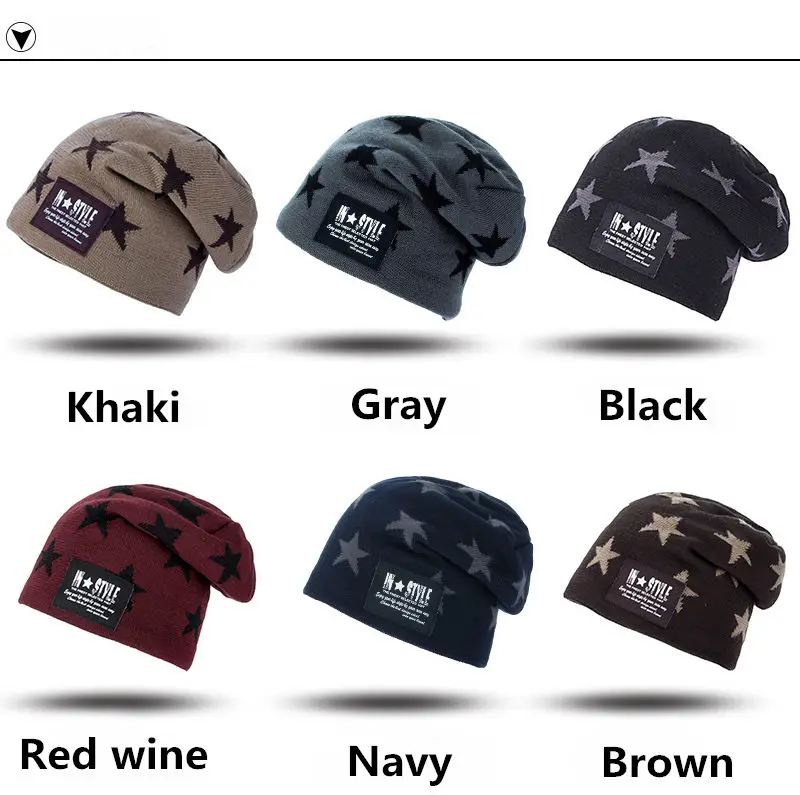 Корейские зимние шапки бини для мужчин Skullies Beanie Hat Зимняя шапка мужская и женская Балаклава Gorras Bonnet вязаная шапка пентаграмма