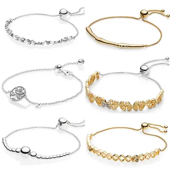 

Shine Openwork Butterflies Flower Stem Tree Of Life Sliding Bracelet Bangle Fit 925 Sterling Silver Bead Charm Fine Jewelry