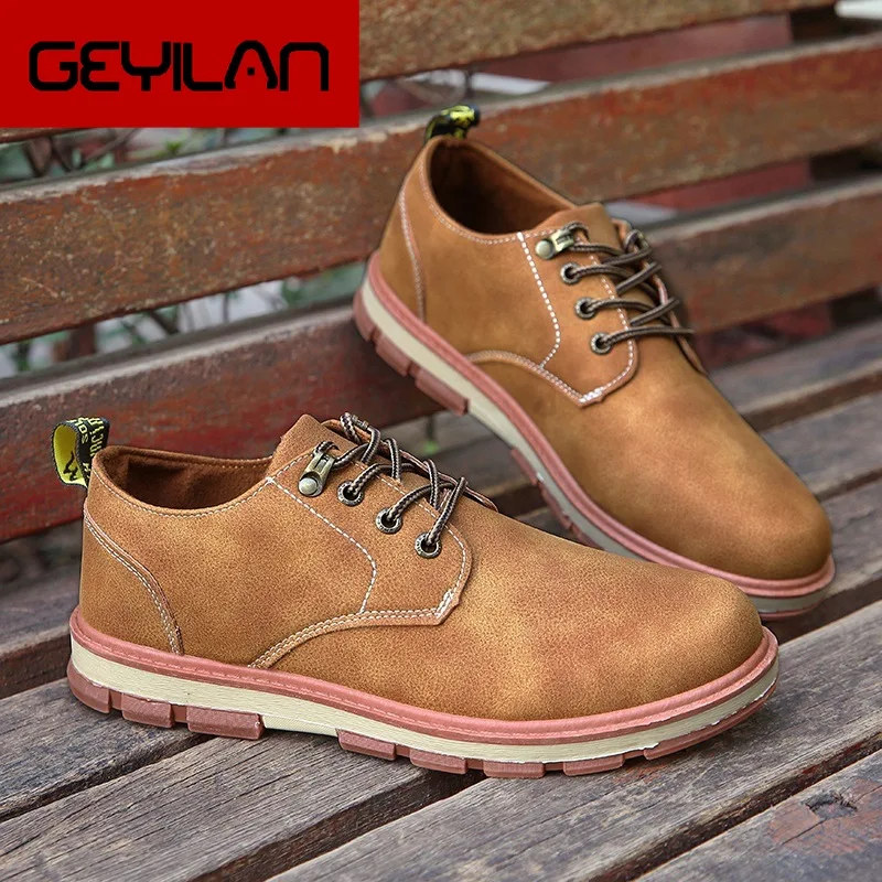 

2020 Spring New Men's Leather Casual Shoes Fashion British Style Retro Platform Shoes Leather Shoes Plus Size 39-45 T02