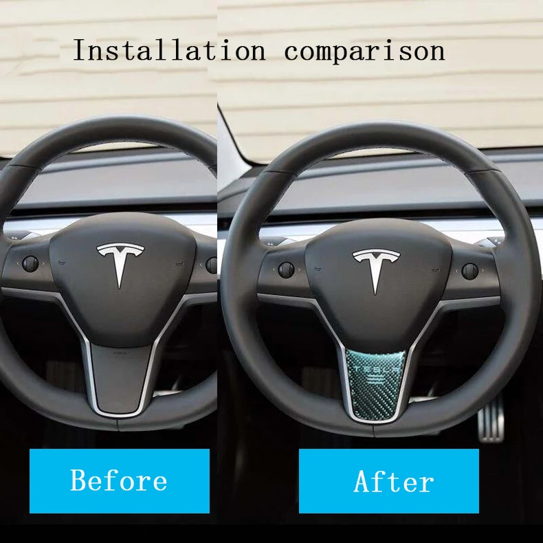 特斯拉方向盘下贴碳纤5