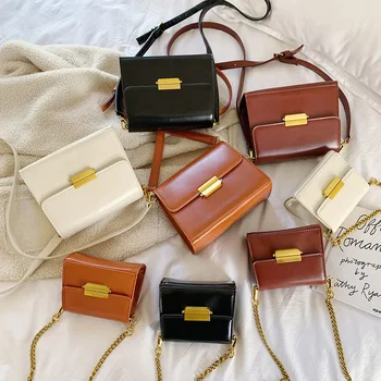 

Vintage Fashion PU Leather Women Crossbody Handbag Shoulder Messenger Bags Solid Flap Shoulder Messenger Purse