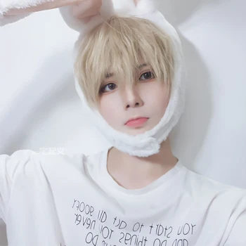 

AILIADE Short Bangs Wigs Blonde Grey Black Natural Synthetic High Temperature Wig For Male Female Cosplay Daily Anime Featival