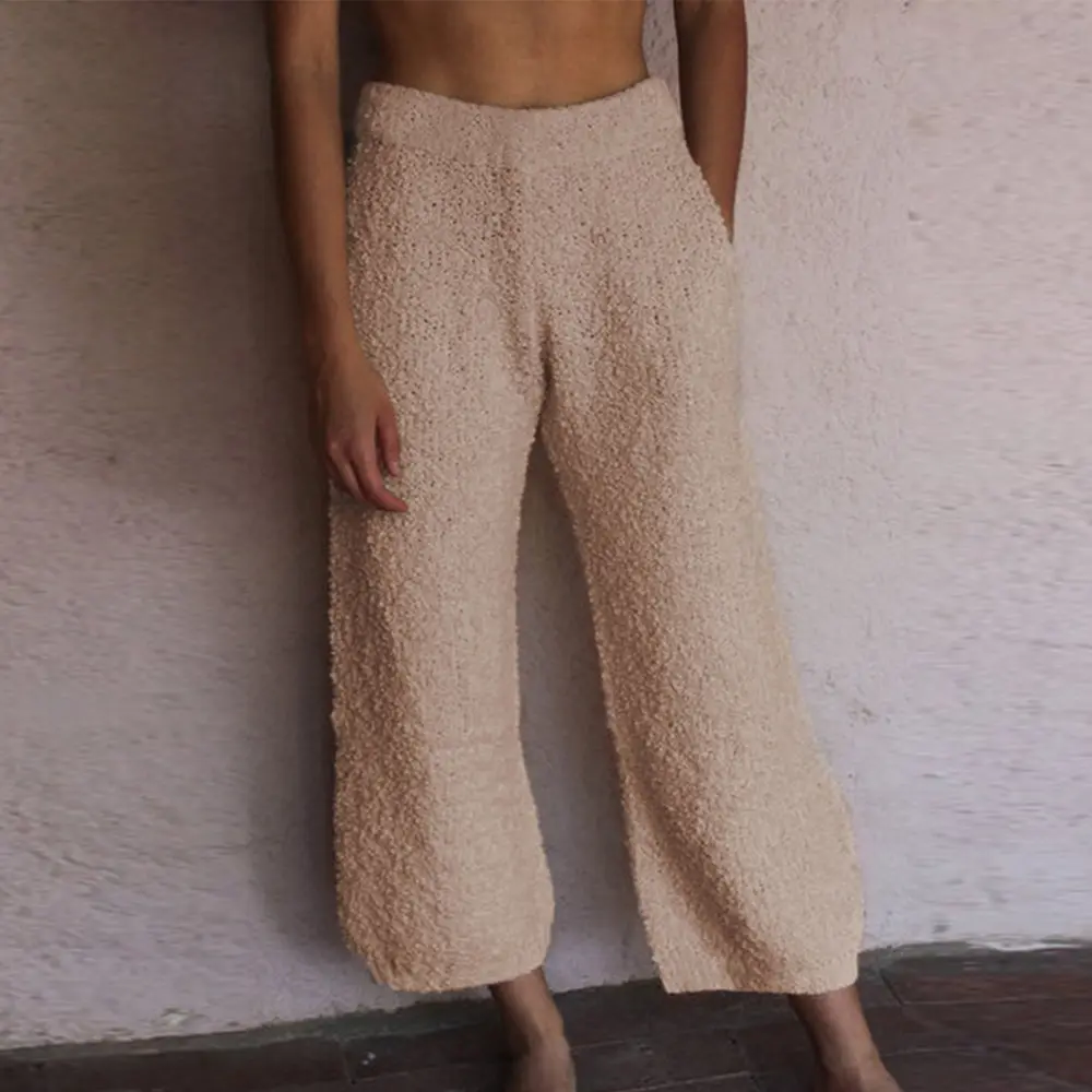 Puimentiua New Brand Teddy Plush Pants Autumn Winter Women Fitness Pants Loose Casual Femme Fleece Pants Warm Straight Pants