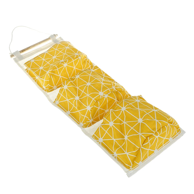 yellow 3 кармана висячий органайзер для кухни Ванная комната сумка для хранения мелочей - Цвет: yellow