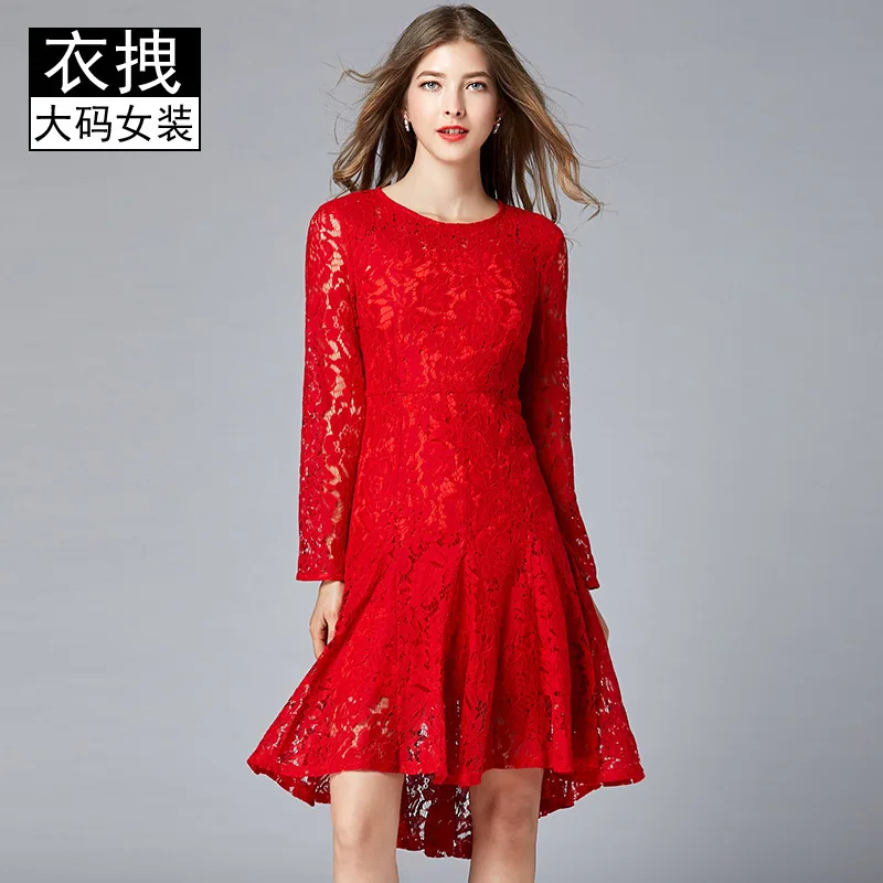 

Hot Selling Festive Evening Gown Europe And America Large Size Irregular Brand Lace Dress Plus-sized 200