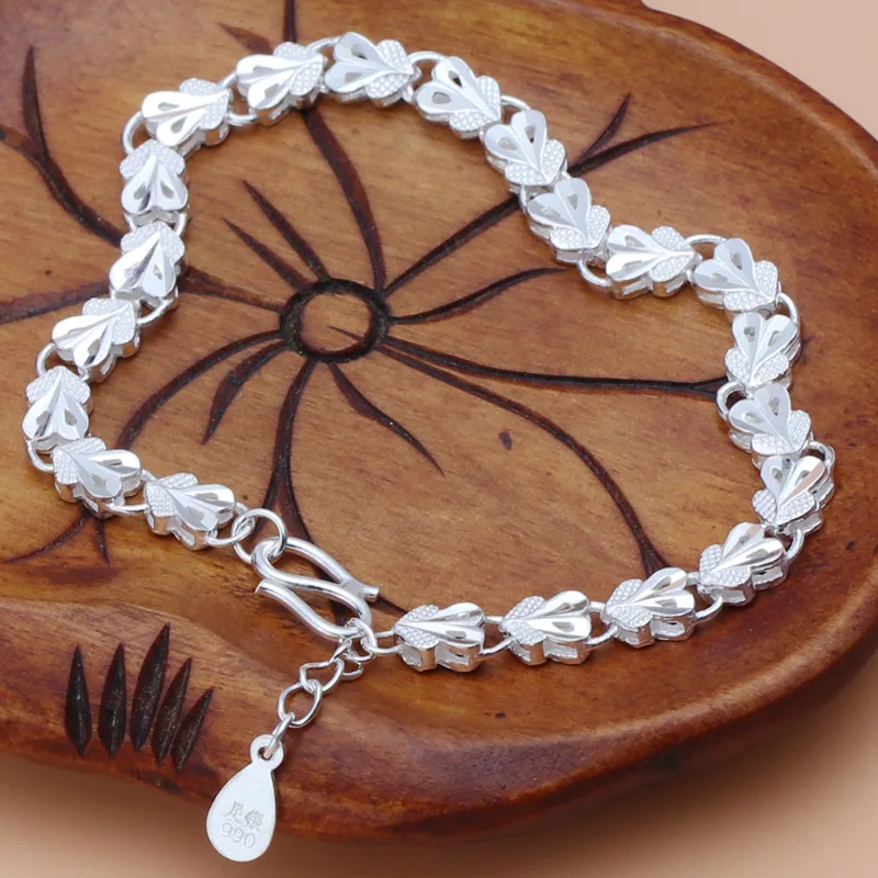 990 полный серебряный браслет с бантом и надписью love и Феникс двойной слой браслет