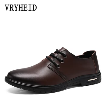 

VRYHEID New Men Dress Shoes Formal Business Work Soft Genuine Leather Casual Men Shoes High Quality Brand Shoes Free Shipping 47