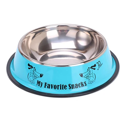 Blue Pet Bowl ПЭТ собачья из нержавеющей стали миска для собак кошек миски для кормов кормушка для кормления миска для воды для домашних любимцев собак кошек пять цветов принадлежности для собак - Цвет: Blue Pet Bowl