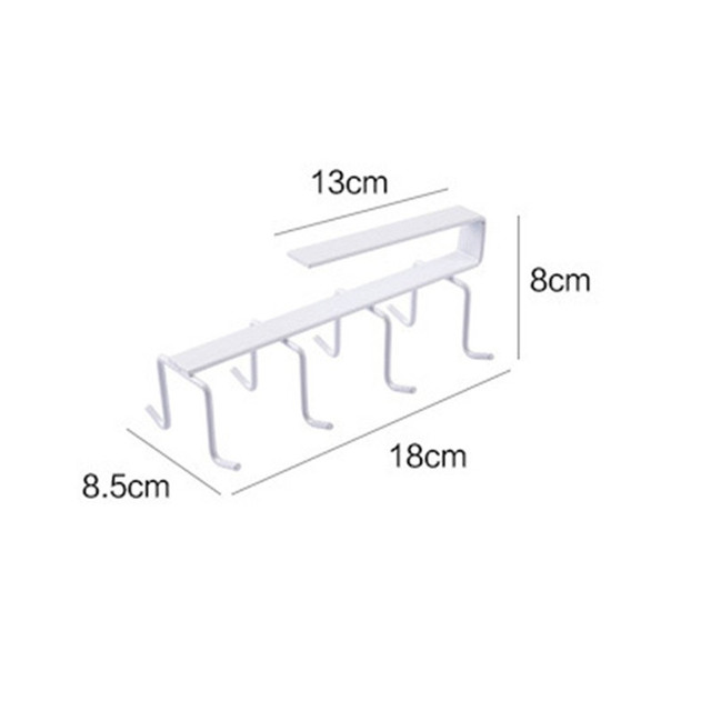 6 Hooks Kitchen Storage Rack Cupboard Hanging Coffee Cup Organizer Closet Clothes Shelf Hanger Wardrobe Glass Mug Holder
