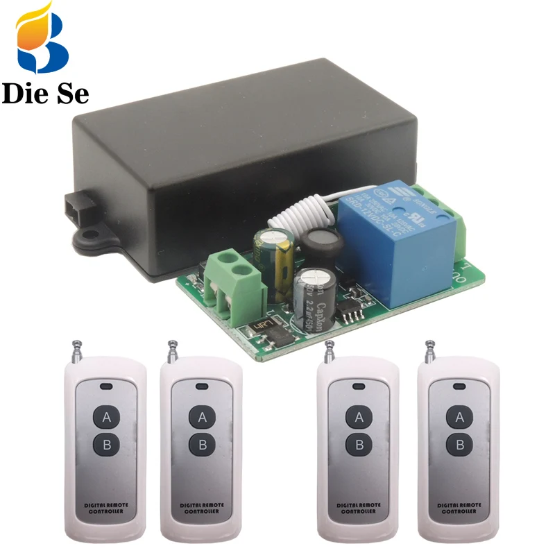 

433 MHz rf Remote Control Switch AC 220V 10A 1CH Relay Receiver for universal 500m Light/LED/Fanner/Signal transmission control